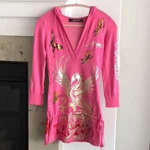 Ed Hardy Long Sleeve V-Neck Pullover Hoody XS